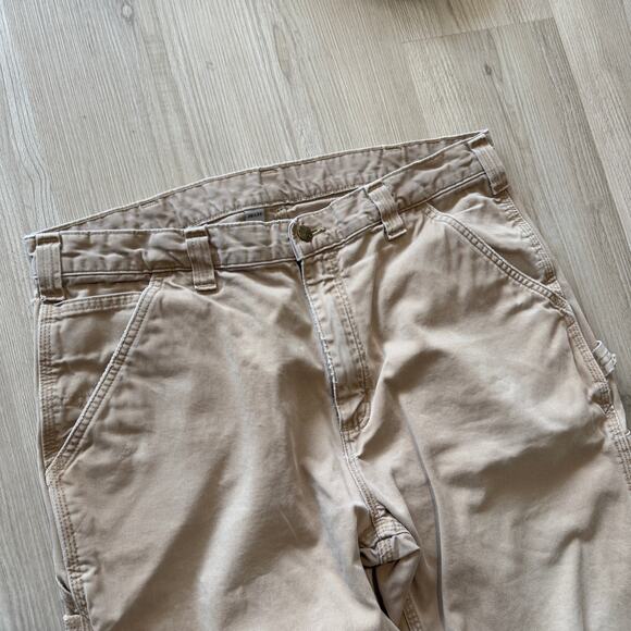 Men's Carhartt Tan Brown Khaki Cargo Utility Rugged Casual Work Pants Sz 36 x 34 - Picture 4 of 9